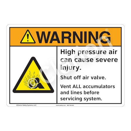 ANSI/ISO Compliant Warning High Pressure Safety Signs Outdoor Flexible Polyester (Z1) 12 X 18